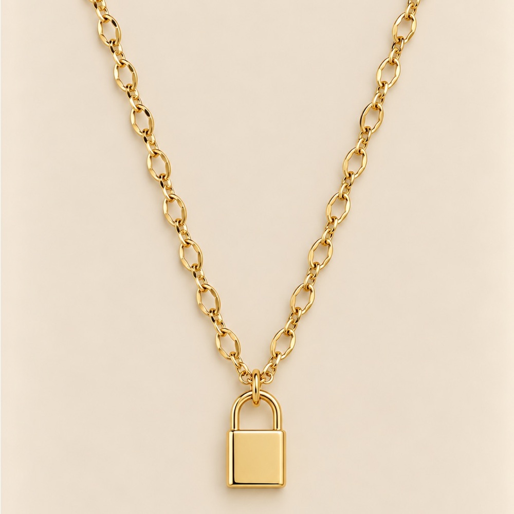 Gold pad lock chain